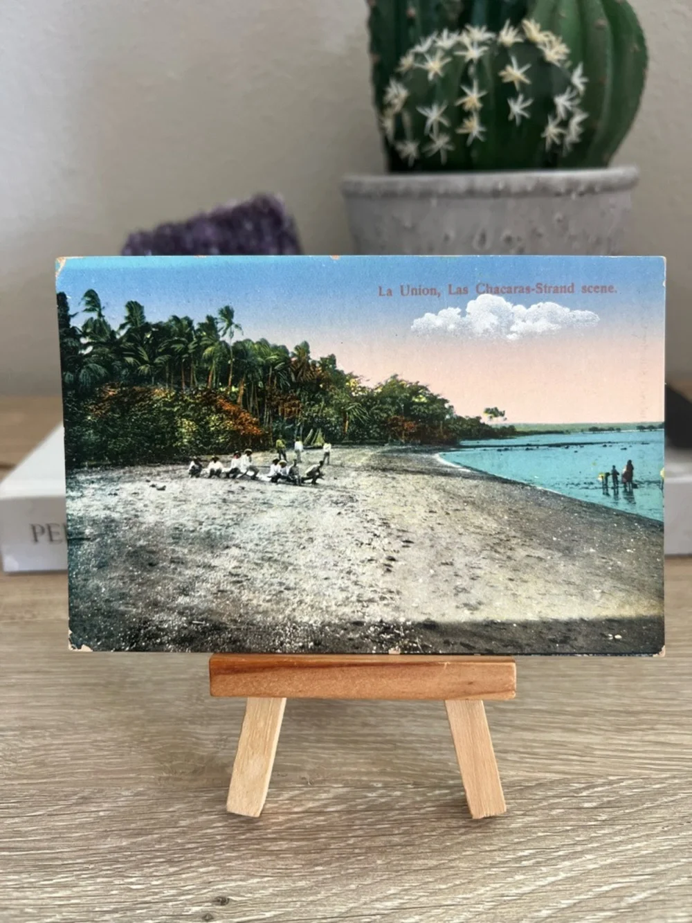 Vintage La Union El Salvador Las Chacaras Beach Strand Scene Unused Postcard